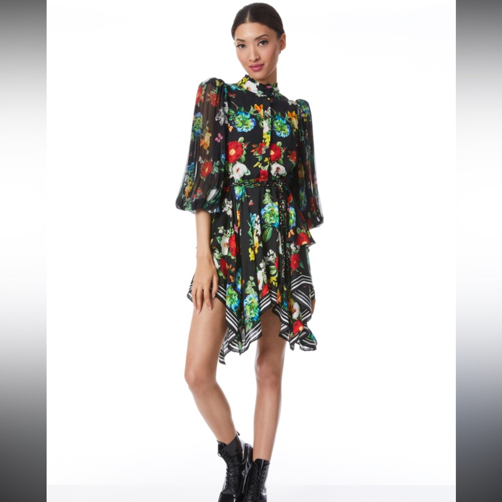Alice + Olivia MILDA BUTTON FRONT BELTED MINI DRESS 6